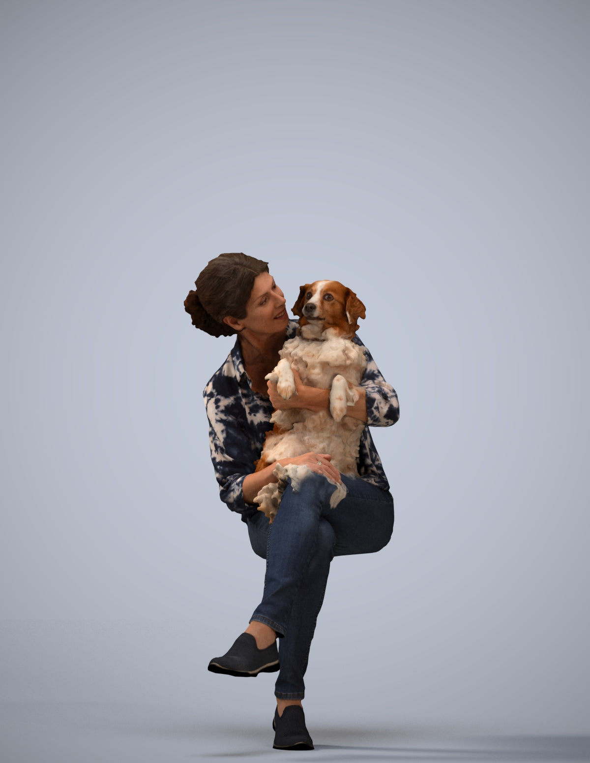 realistic 3D people woman casual sitting, render-ready for V-Ray and Corona, FBX OBJ