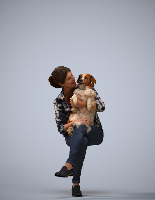 realistic 3D people woman casual sitting, render-ready for V-Ray and Corona, FBX OBJ