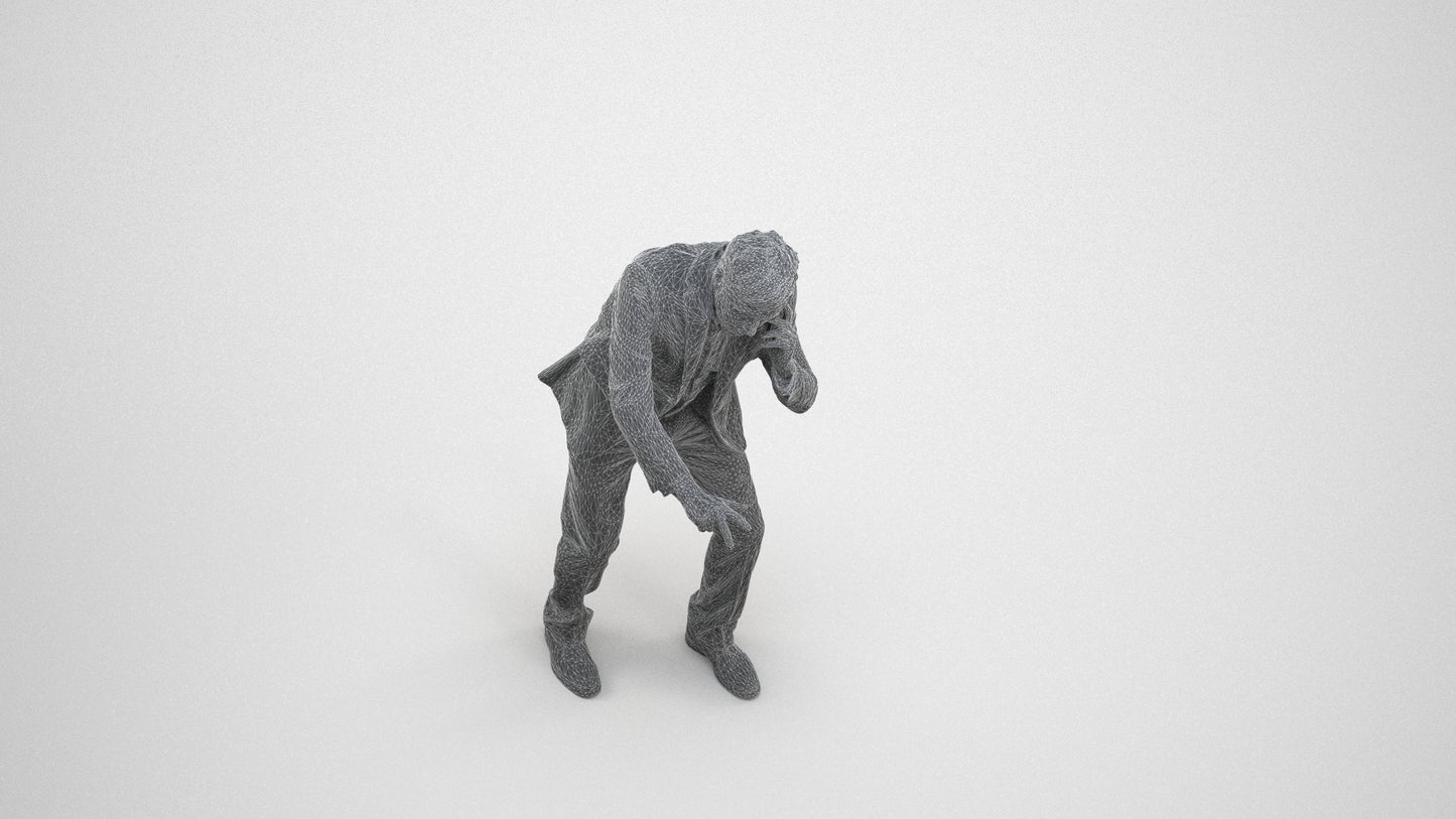 realistic 3D man business, scanned archviz people for Blender and 3ds Max, wireframe three-quarter view
