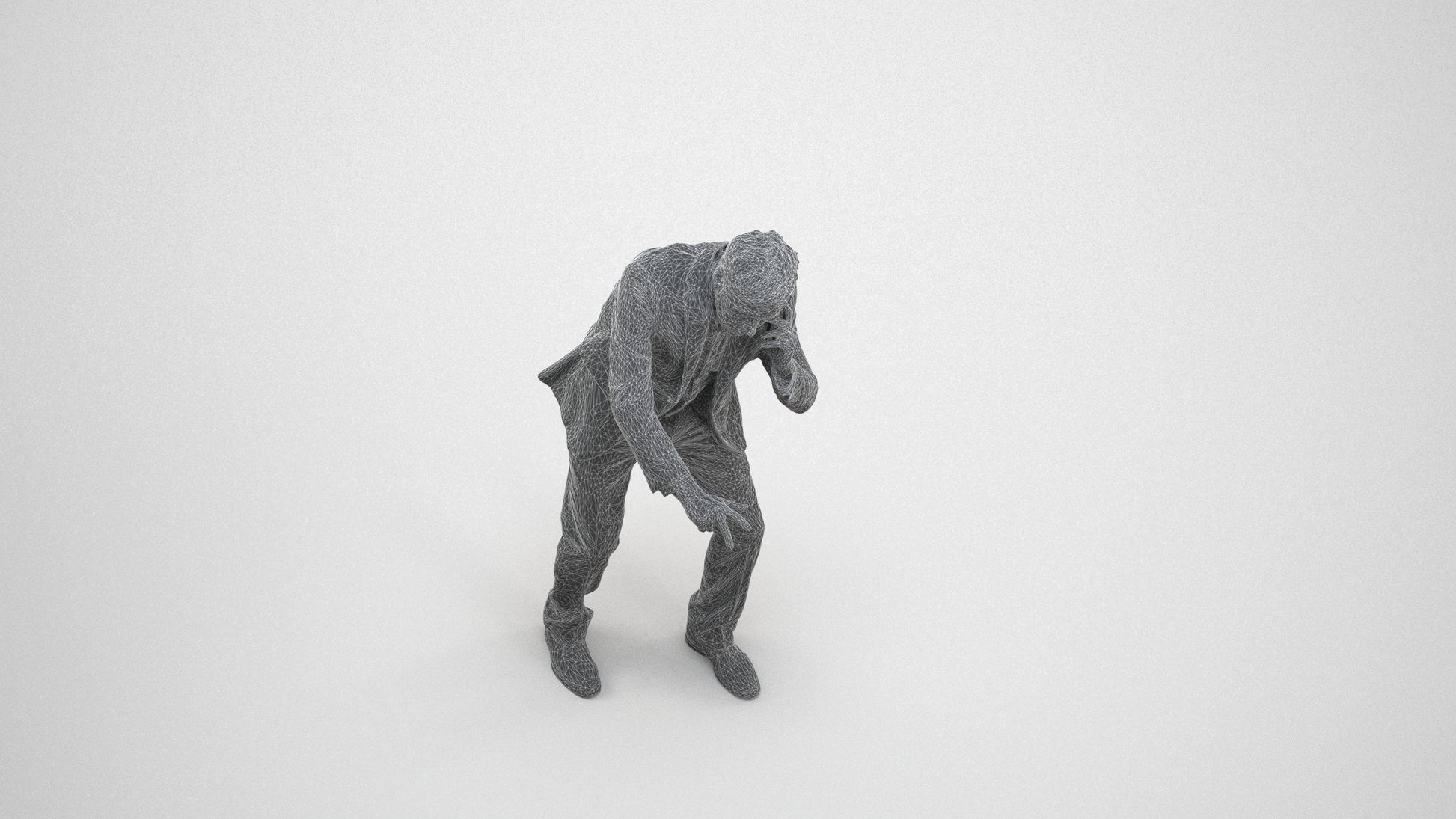 realistic 3D man business, scanned archviz people for Blender and 3ds Max, wireframe three-quarter view