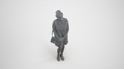 scanned 3D woman business standing, photogrammetry people for Enscape and V-Ray, wireframe three-quarter view