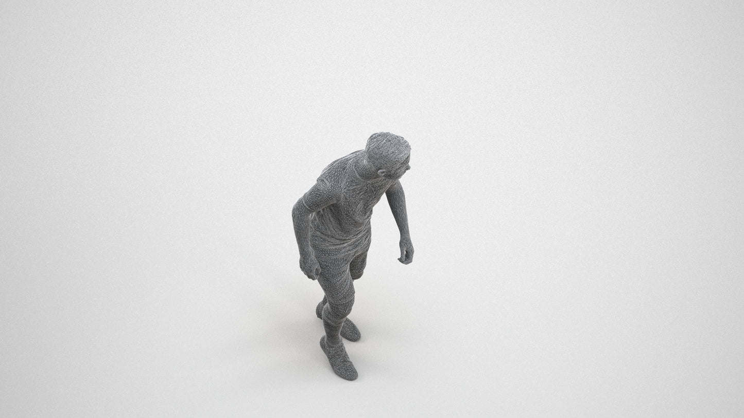 realistic 3D boy sport, scanned archviz people for Blender and 3ds Max, wireframe three-quarter view