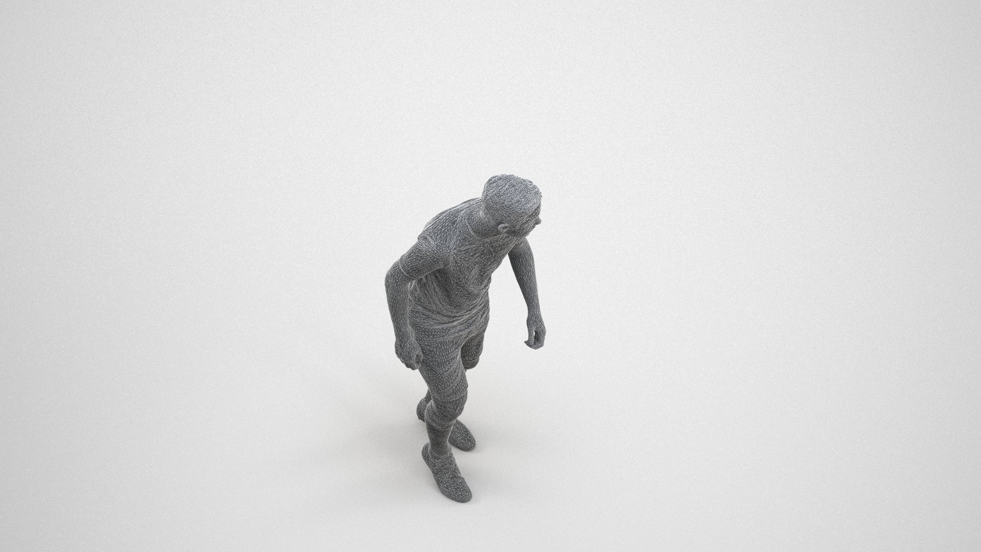 realistic 3D boy sport, scanned archviz people for Blender and 3ds Max, wireframe three-quarter view