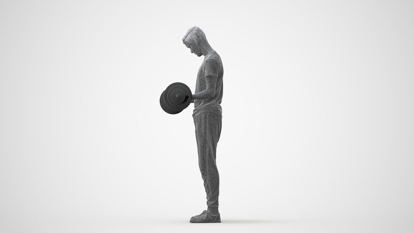 3D human model man sport, photogrammetry scanned person for archviz, square thumbnail