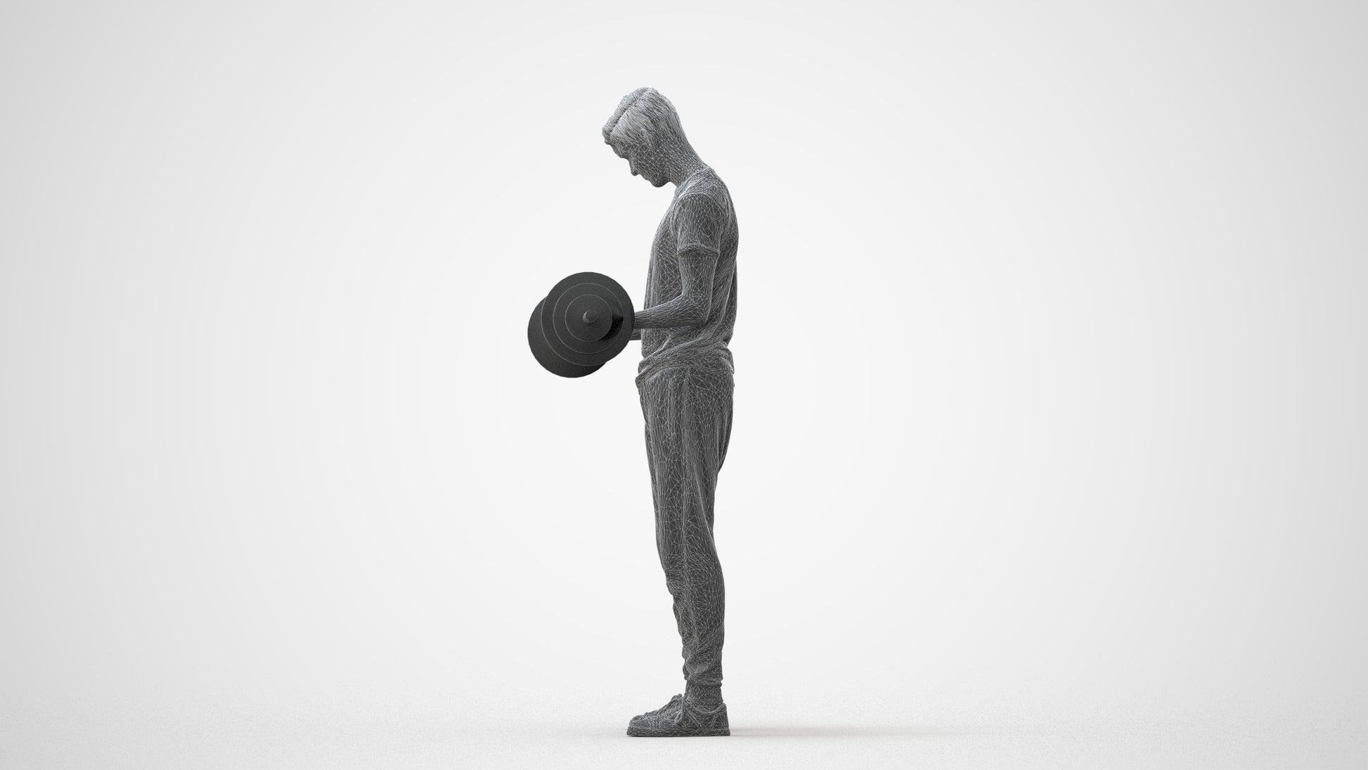 3D human model man sport, photogrammetry scanned person for archviz, square thumbnail