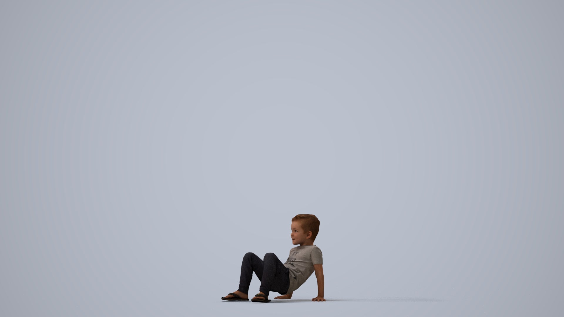 realistic 3D boy casual kids, scanned archviz people for Blender and 3ds Max, three-quarter view render