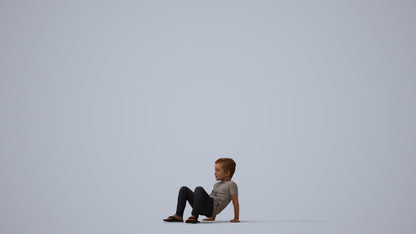 realistic 3D boy casual kids, scanned archviz people for Blender and 3ds Max, three-quarter view render