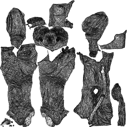 scanned 3D man casual standing, photogrammetry people for Enscape and V-Ray, wireframe top-down view