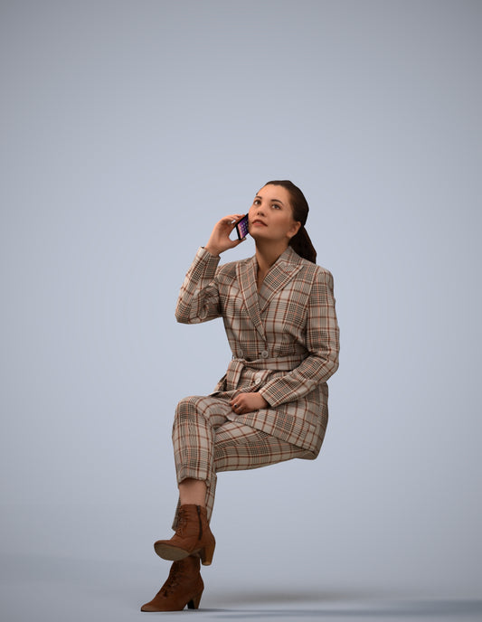 3D human model woman business, photogrammetry scanned person for archviz