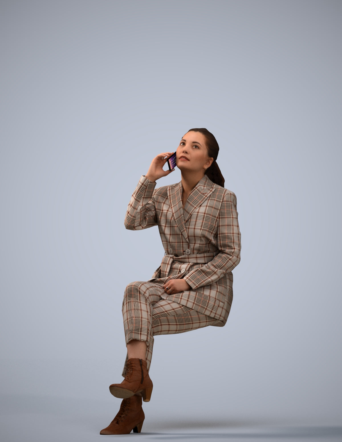3D human model woman business, photogrammetry scanned person for archviz