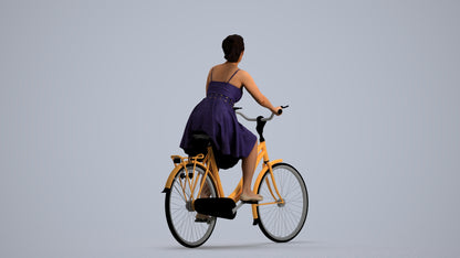 realistic 3D human woman formal cycling, archviz people FBX OBJ for Blender, front view render