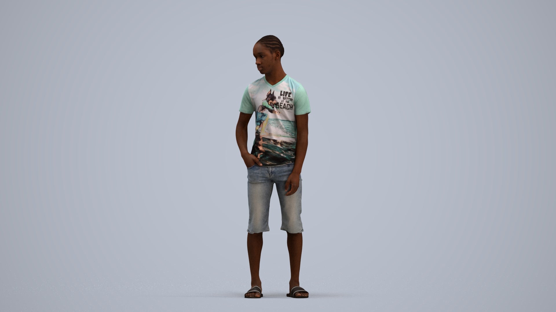 photogrammetry 3D boy casual kids, realistic human model archviz FBX, standing pose render