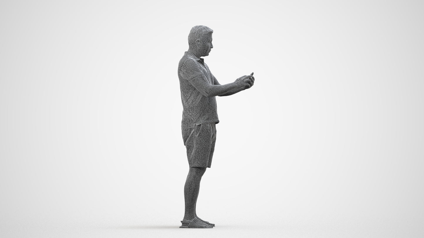 realistic 3D human man casual standing, archviz people FBX OBJ for Blender, wireframe side view