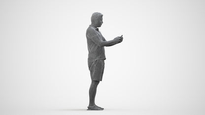 realistic 3D human man casual standing, archviz people FBX OBJ for Blender, wireframe side view