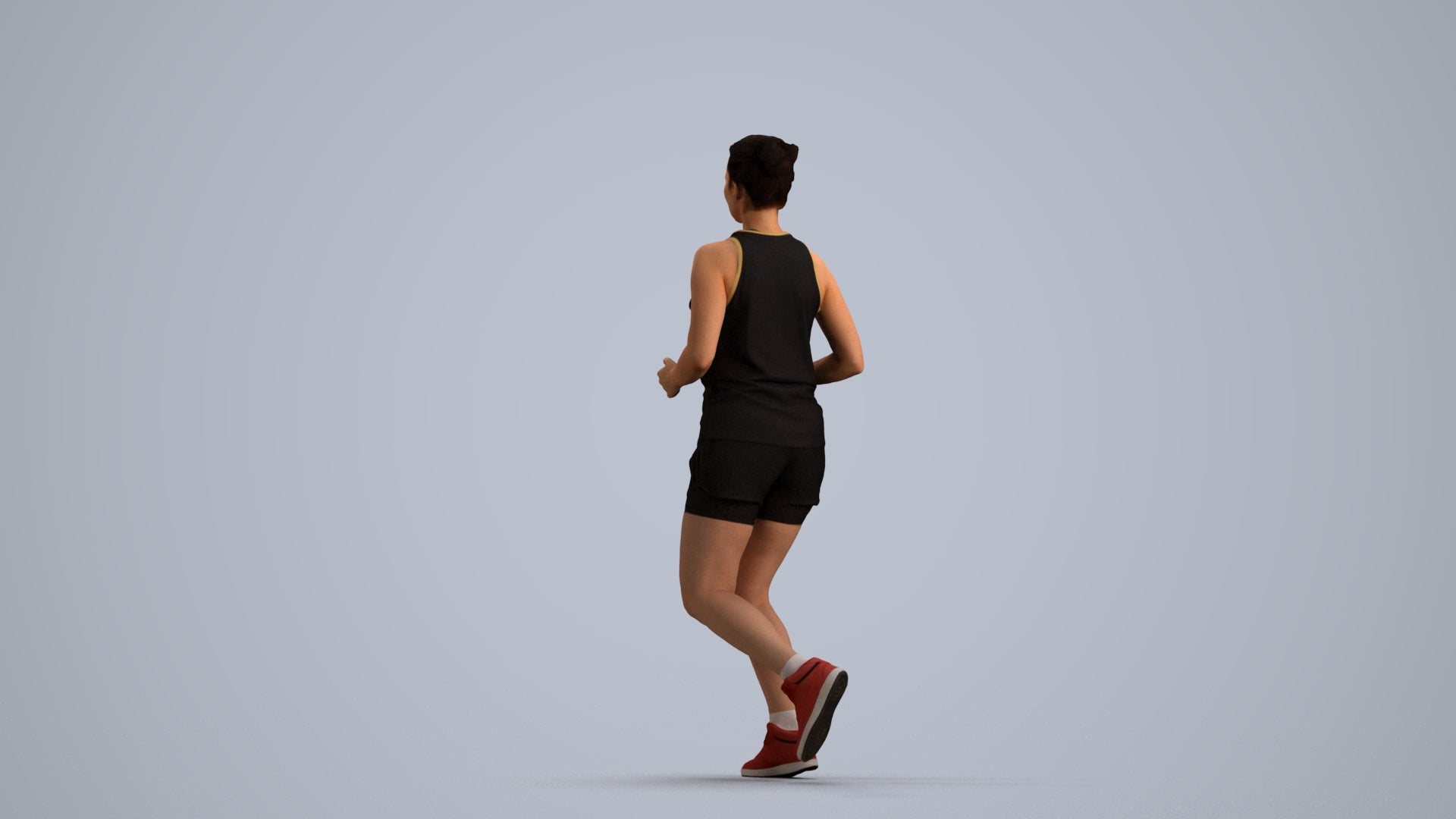 realistic 3D woman sport, scanned archviz people for Blender and 3ds Max, front view render