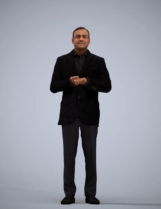 realistic 3D human man formal standing, archviz people FBX OBJ for Blender