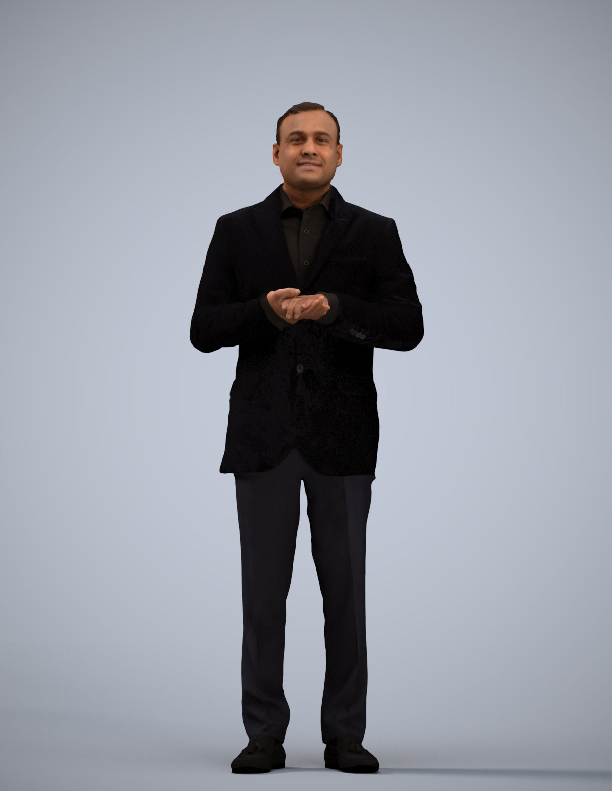 realistic 3D human man formal standing, archviz people FBX OBJ for Blender