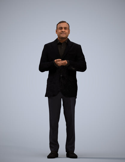 realistic 3D human man formal standing, archviz people FBX OBJ for Blender