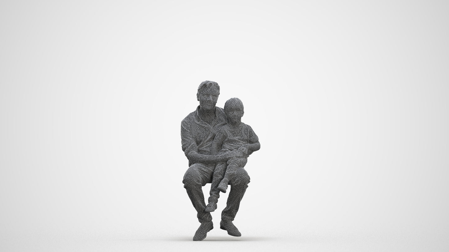 3D people model boy casual kids, scanned human for 3ds Max rendering, three-quarter front view render