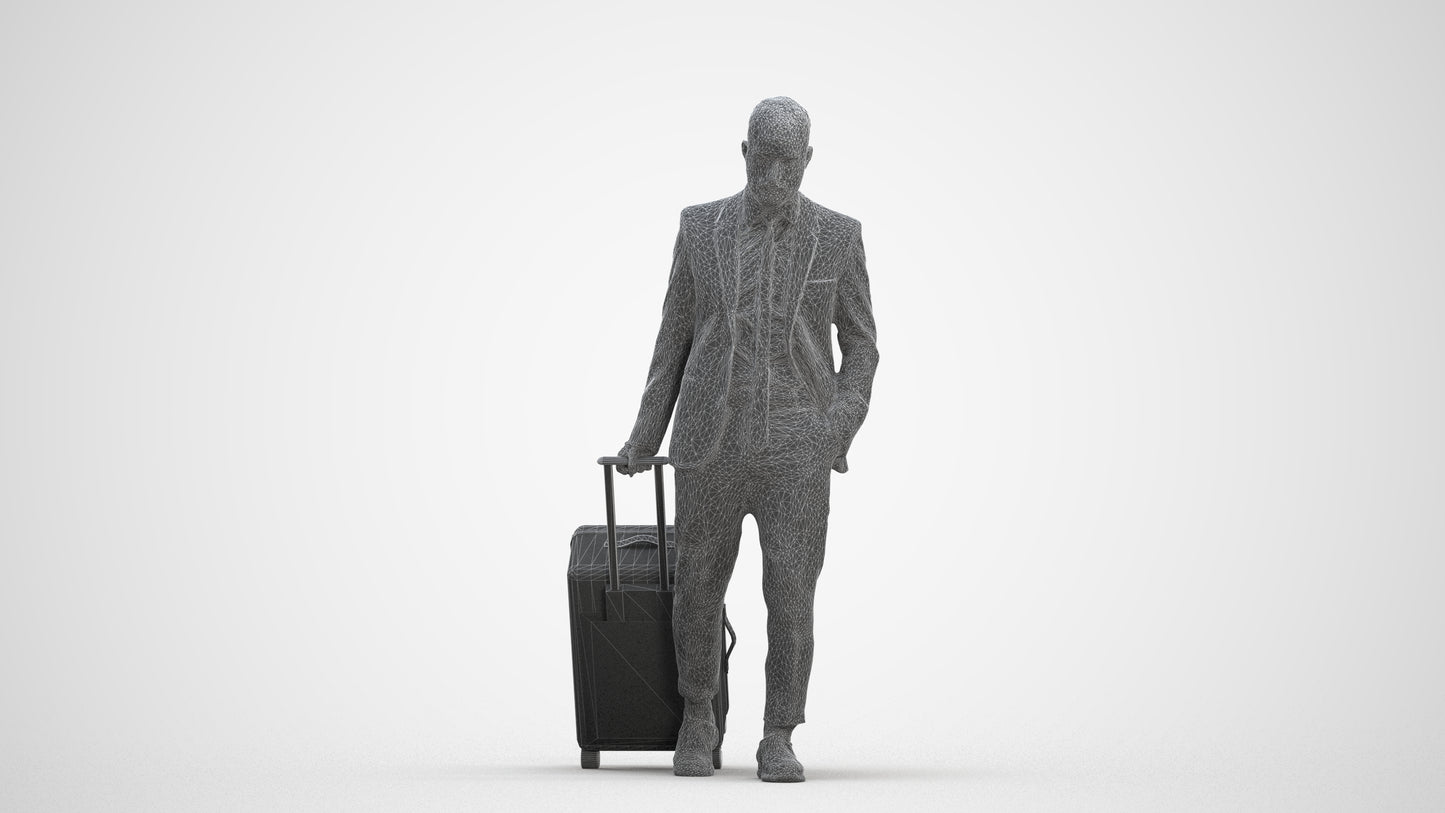 realistic 3D people man business, render-ready for V-Ray and Corona, FBX OBJ, three-quarter front view render