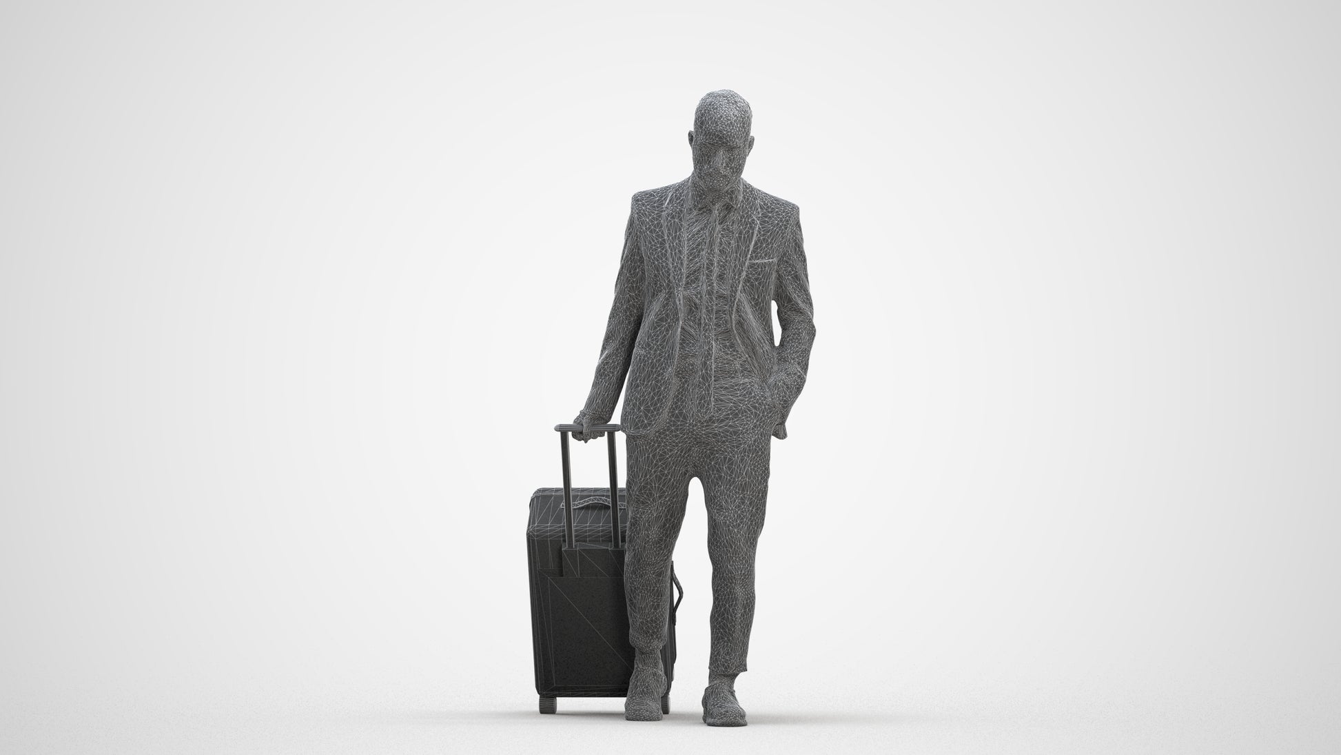realistic 3D people man business, render-ready for V-Ray and Corona, FBX OBJ, three-quarter front view render
