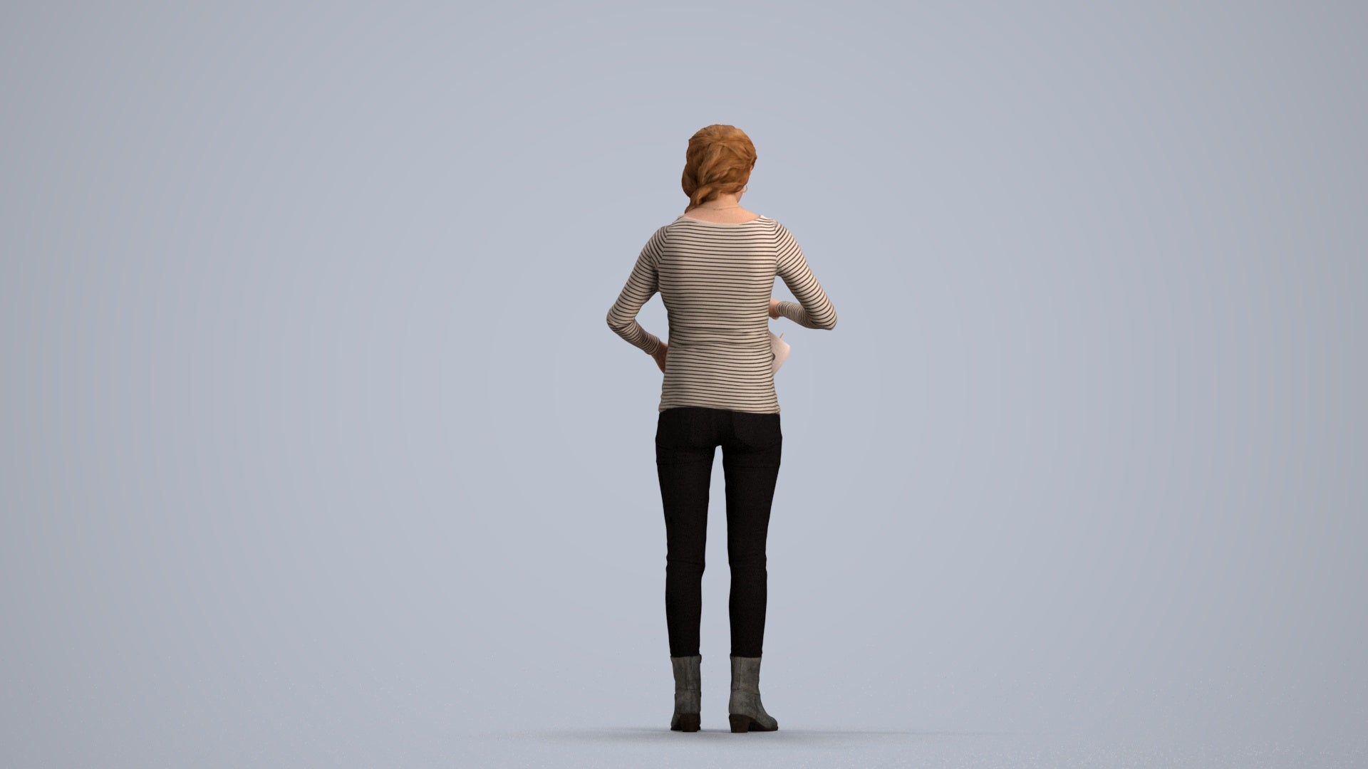 3D people model woman casual standing, scanned human for 3ds Max rendering, front view render