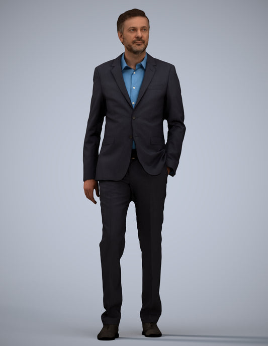scanned 3D man business, photogrammetry people for Enscape and V-Ray