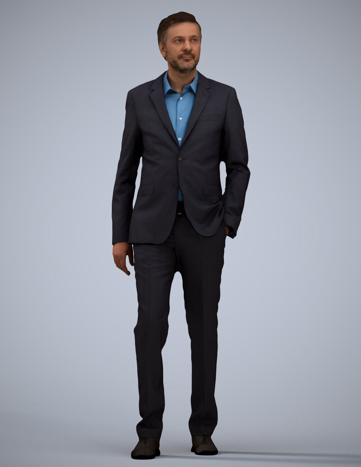 scanned 3D man business, photogrammetry people for Enscape and V-Ray