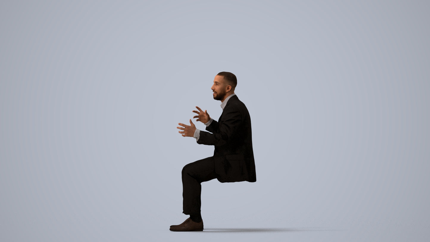 3D scanned man business, photorealistic archviz people for Enscape and SketchUp, three-quarter view render