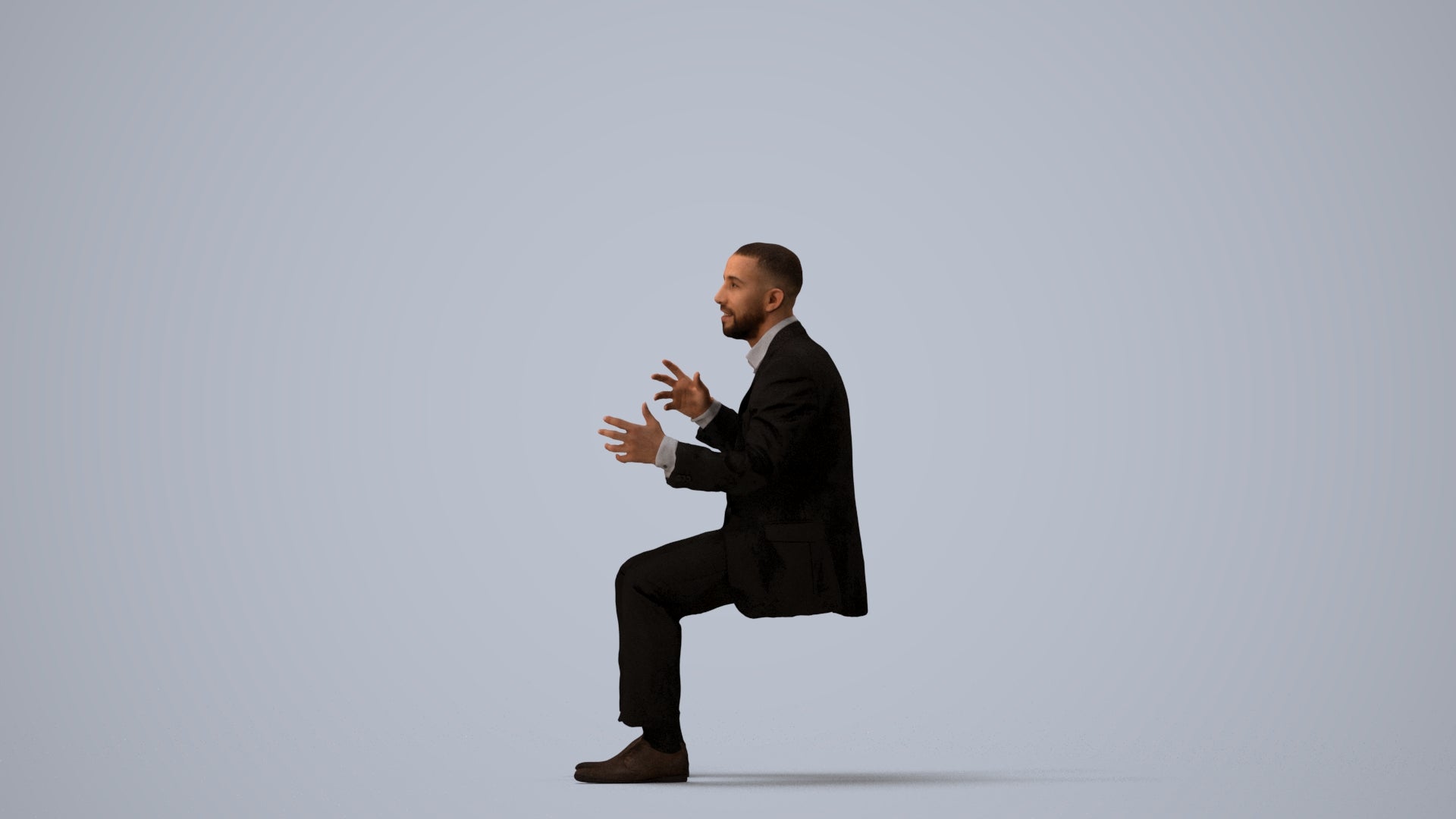 3D scanned man business, photorealistic archviz people for Enscape and SketchUp, three-quarter view render