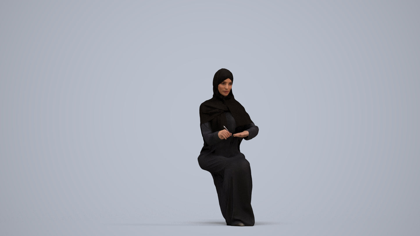 photogrammetry 3D woman sitting, realistic human model archviz FBX, standing pose render