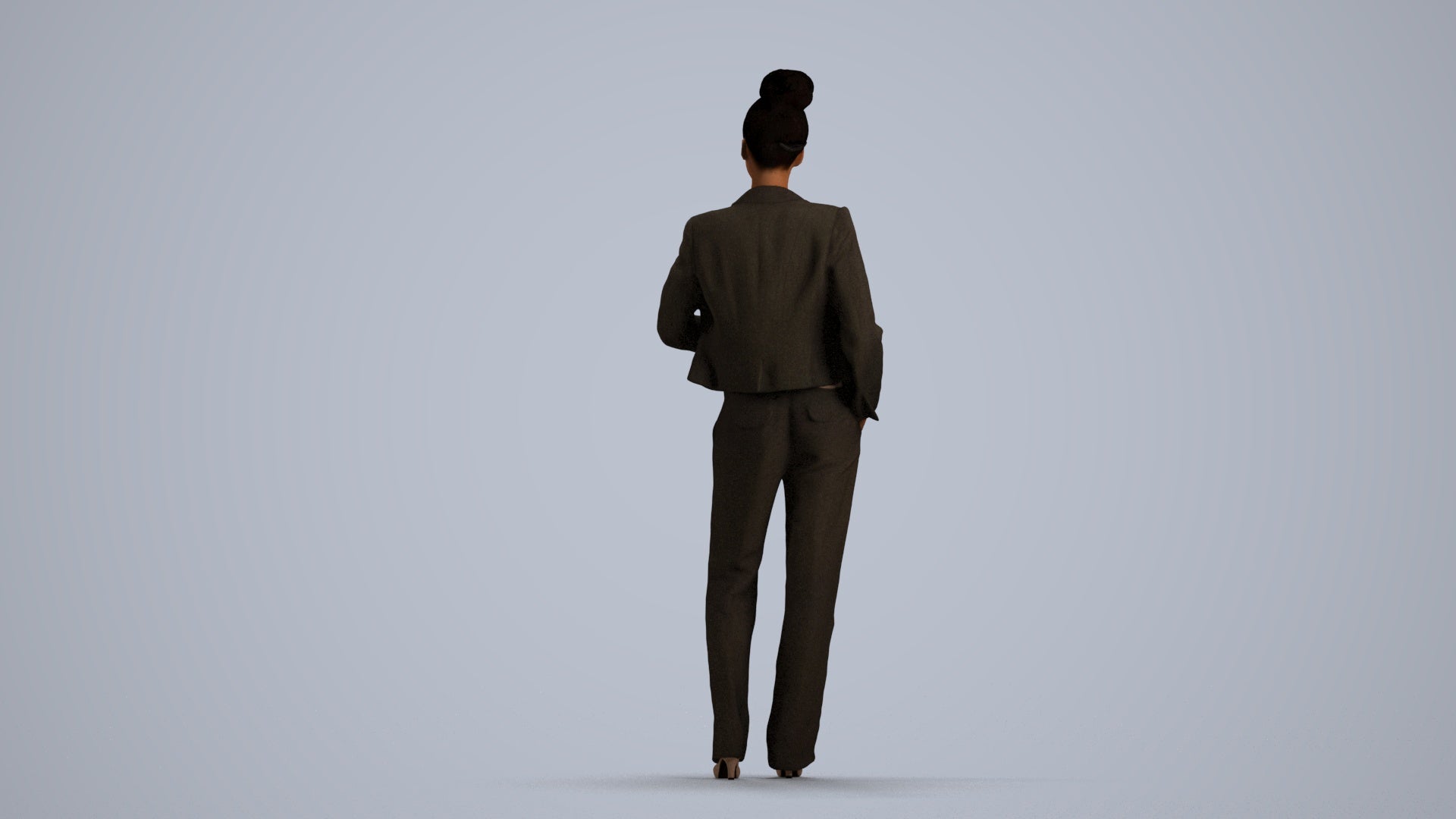scanned 3D woman business standing, photogrammetry people for Enscape and V-Ray, front view render