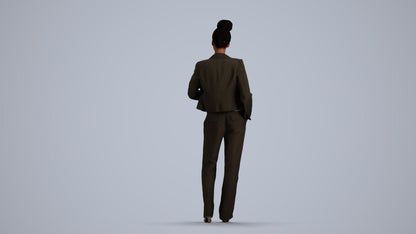 scanned 3D woman business standing, photogrammetry people for Enscape and V-Ray, front view render