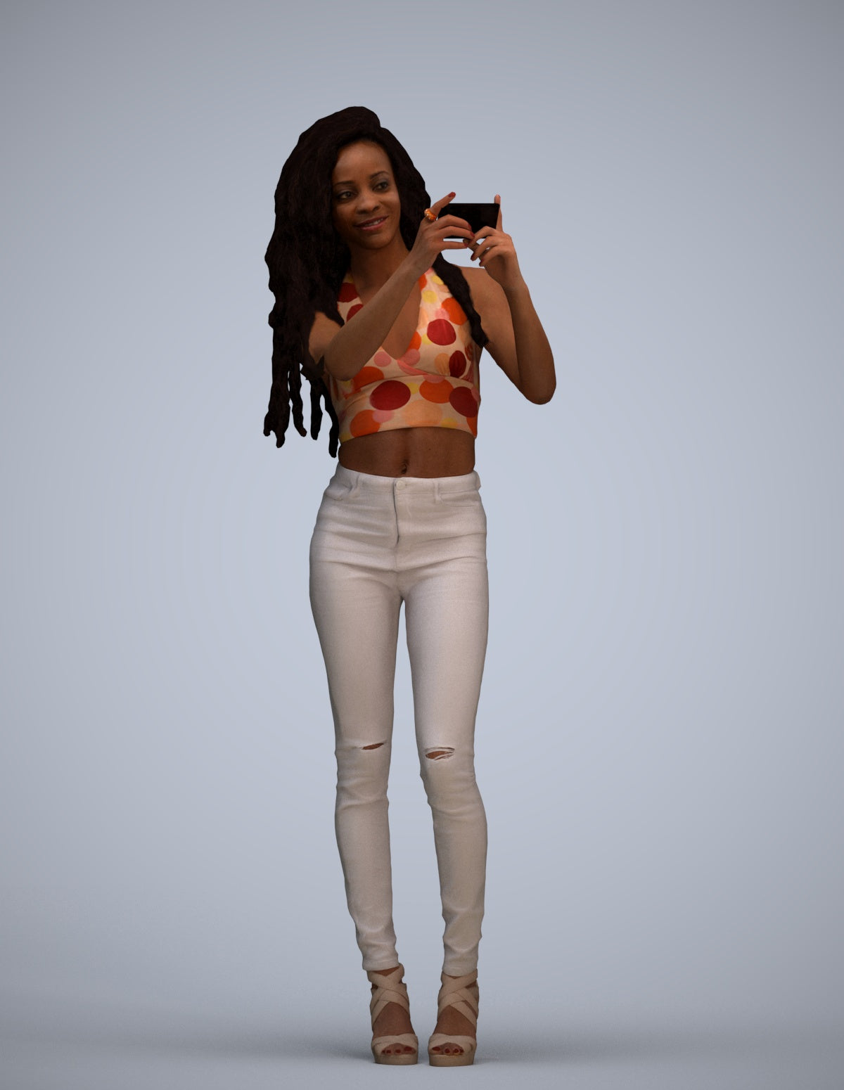 realistic 3D woman casual standing, scanned archviz people for Blender and 3ds Max