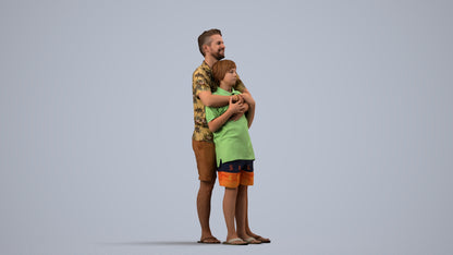 3D people model boy standing, scanned human for 3ds Max rendering, side view render