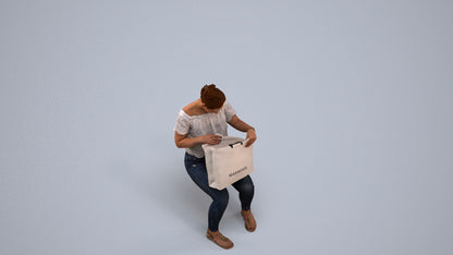 realistic 3D people woman business shopping, render-ready for V-Ray and Corona, FBX OBJ, back view render