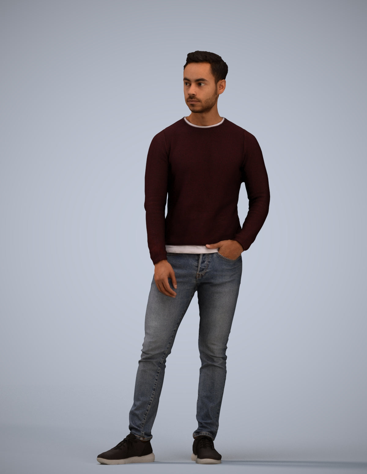 3D people model man casual standing, scanned human for 3ds Max rendering