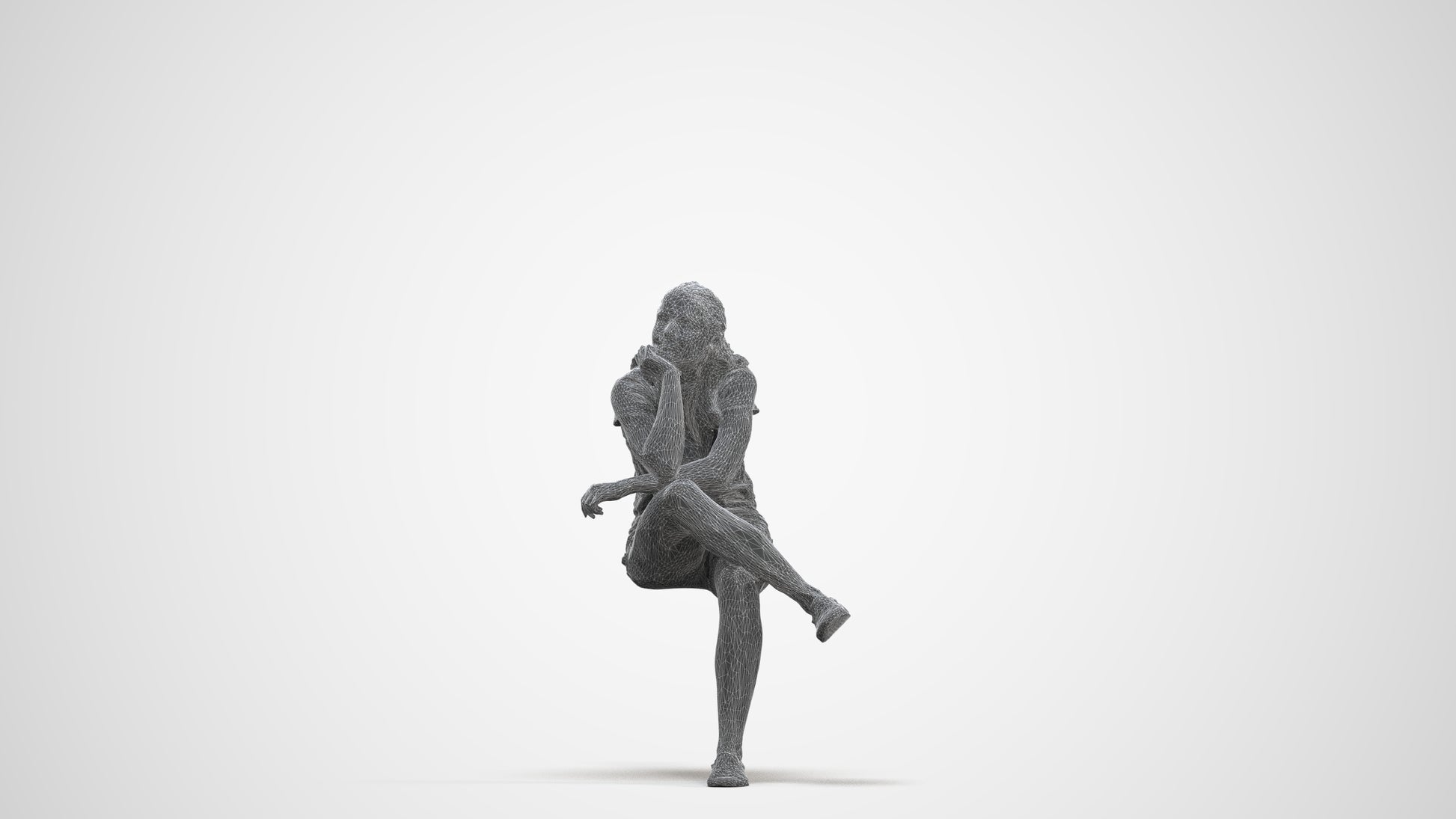 realistic 3D human girl casual kids, archviz people FBX OBJ for Blender, three-quarter front view render