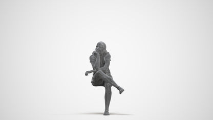 realistic 3D human girl casual kids, archviz people FBX OBJ for Blender, three-quarter front view render