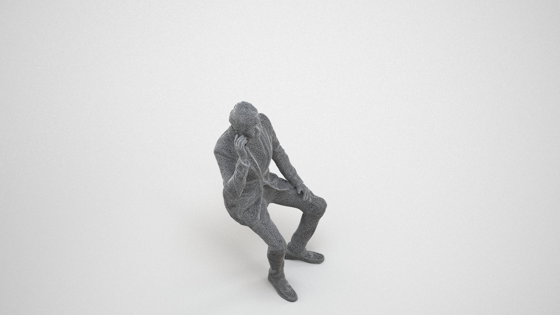3D scanned man formalaffairs formal, photorealistic archviz people for Enscape and SketchUp, wireframe three-quarter view
