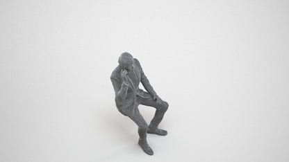 3D scanned man formalaffairs formal, photorealistic archviz people for Enscape and SketchUp, wireframe three-quarter view