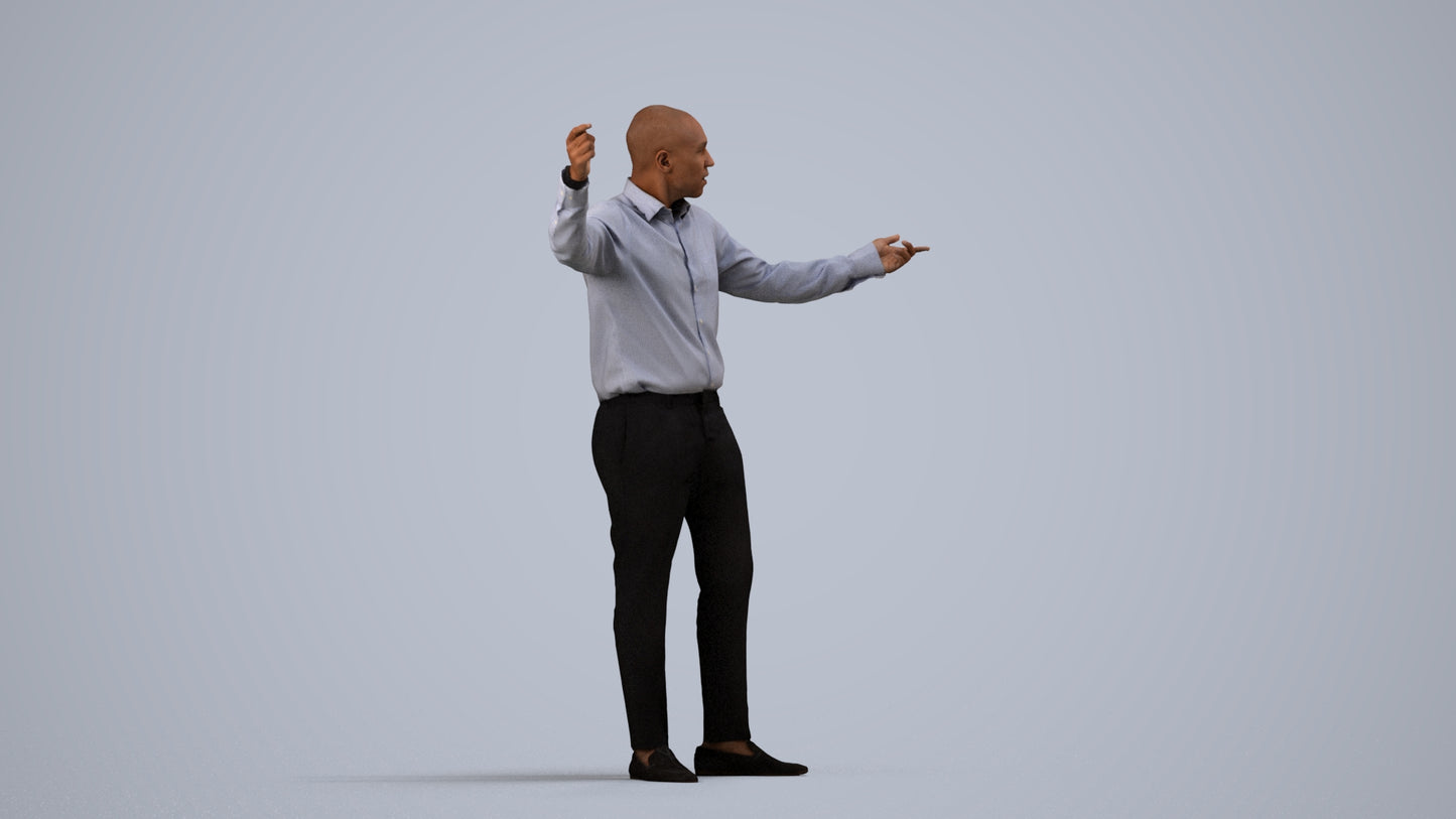 realistic 3D man business, scanned archviz people for Blender and 3ds Max, side view render