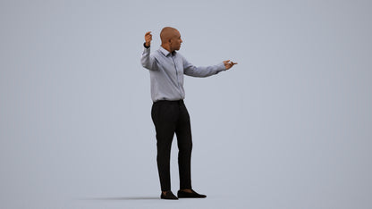 realistic 3D man business, scanned archviz people for Blender and 3ds Max, side view render