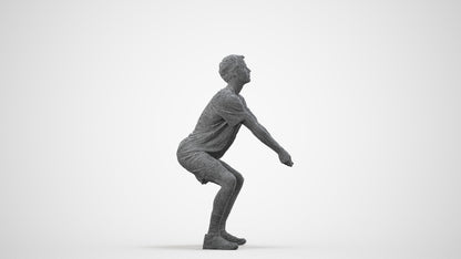 3D people model man sport, scanned human for 3ds Max rendering, wireframe side view