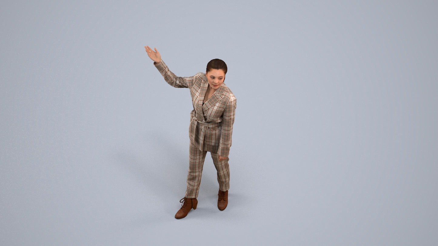 3D people model woman business, scanned human for 3ds Max rendering, back view render
