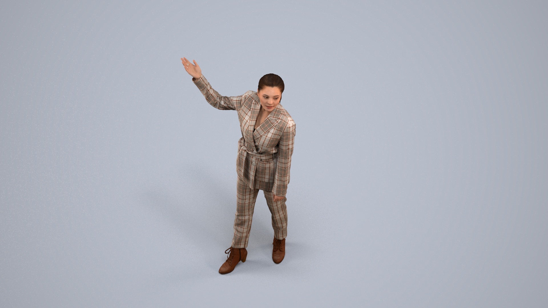 3D people model woman business, scanned human for 3ds Max rendering, back view render