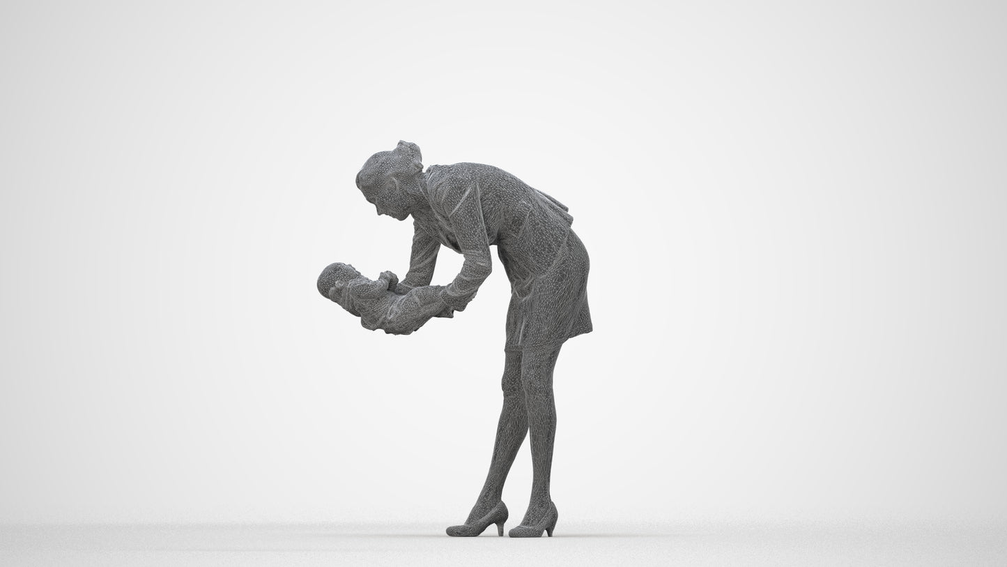 3D people model girl business kids, scanned human for 3ds Max rendering, wireframe back view