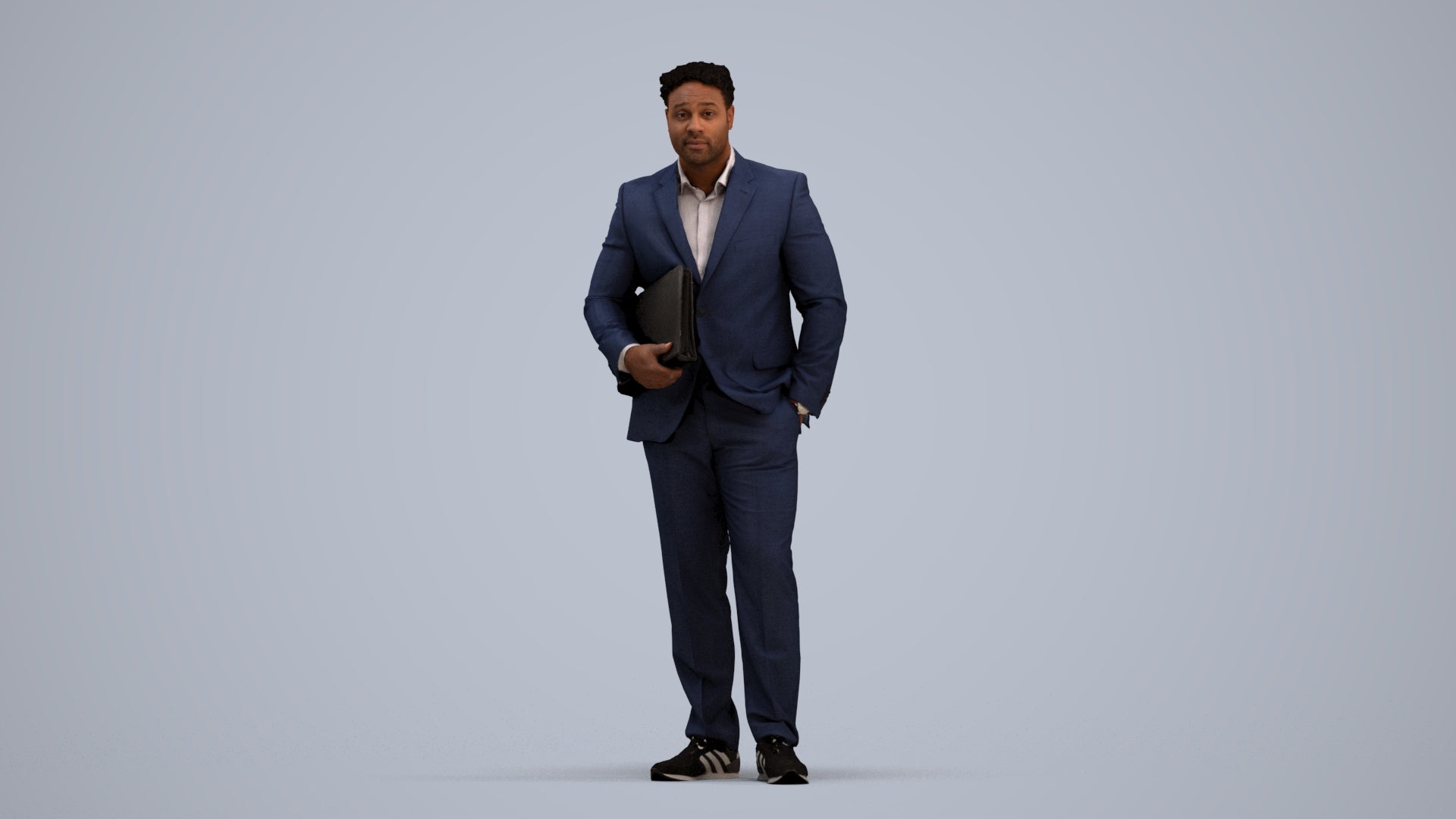 3D people model man business, scanned human for 3ds Max rendering, standing pose render