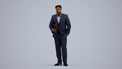 3D people model man business, scanned human for 3ds Max rendering, standing pose render