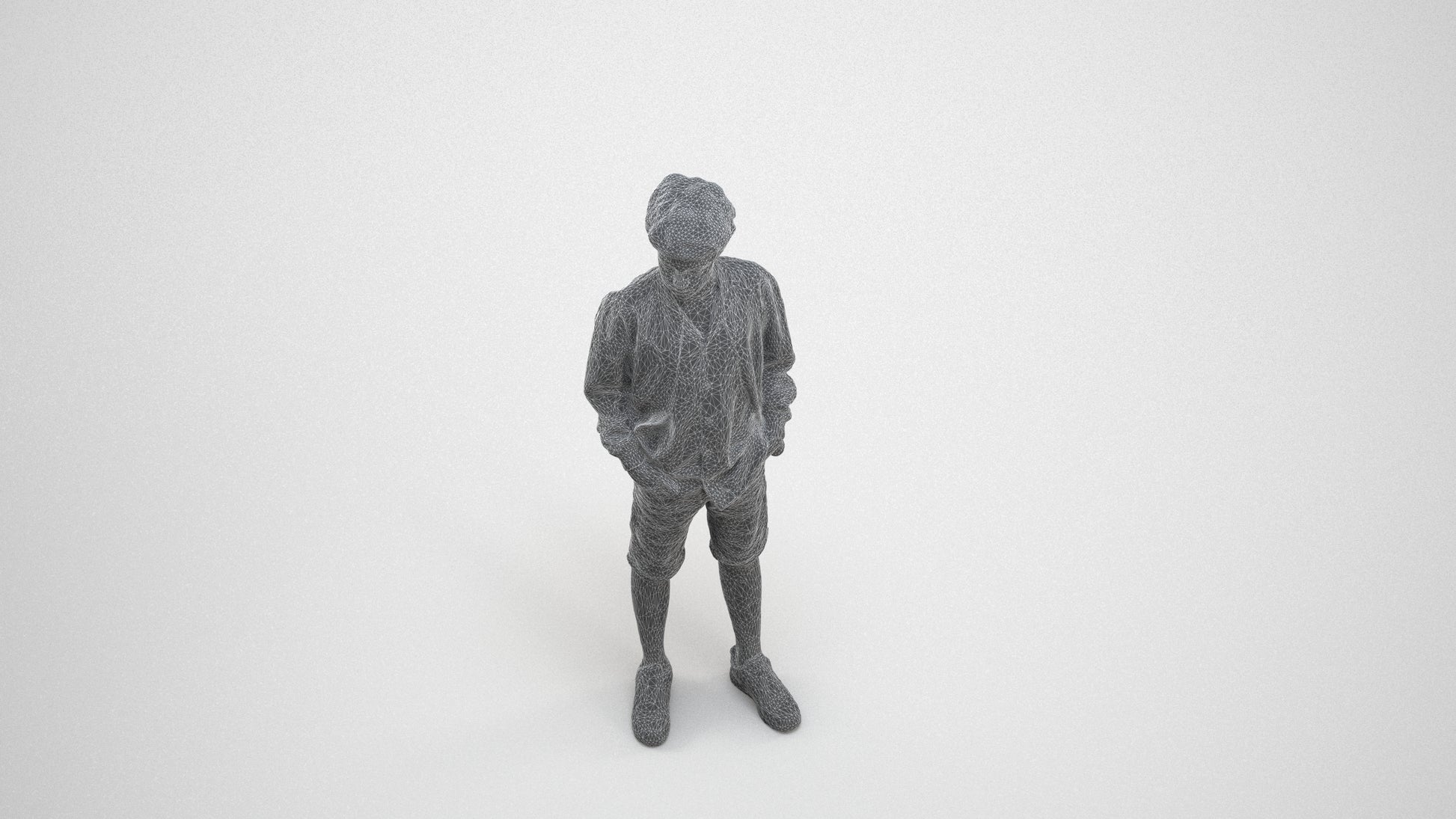 scanned 3D boy casual kids, photogrammetry people for Enscape and V-Ray, wireframe three-quarter view